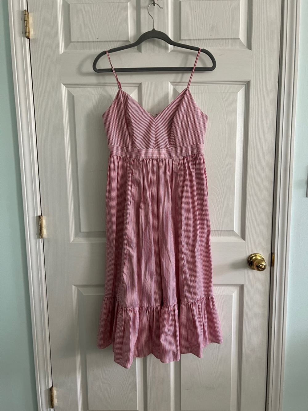 J. Crew Red and White Striped Dress